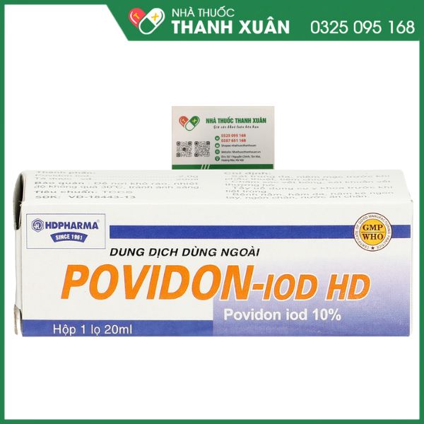 Dung dịch dùng ngoài Povidon - Iod HD - Sát trùng da, niêm mạc trước khi phẫu thuật, tiêm chích